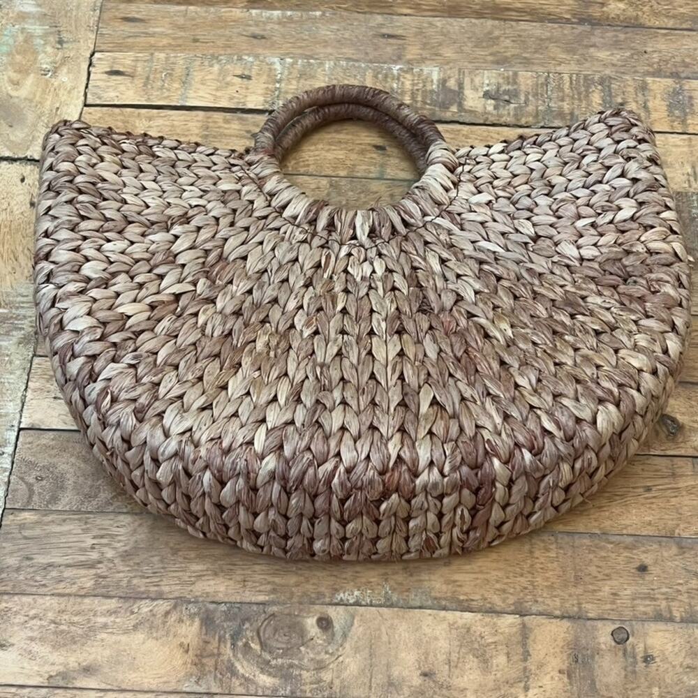 Xhilaration Straw Woven Tote Rattan Round Top Handle Handbag - Picture 2 of 13